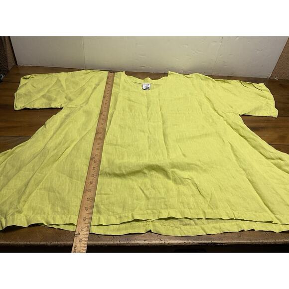Match Point Womens Tunic Large Yellow Linen Oversized Lagenlook - Picture 6 of 8